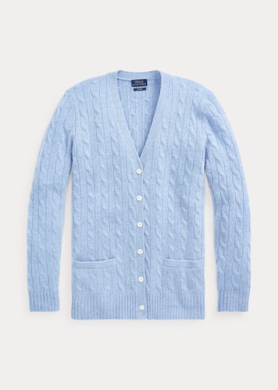 Cárdigan Polo Ralph Lauren Mujer Azules Claro - Cable-Knit Cashmere - HPJXE0412